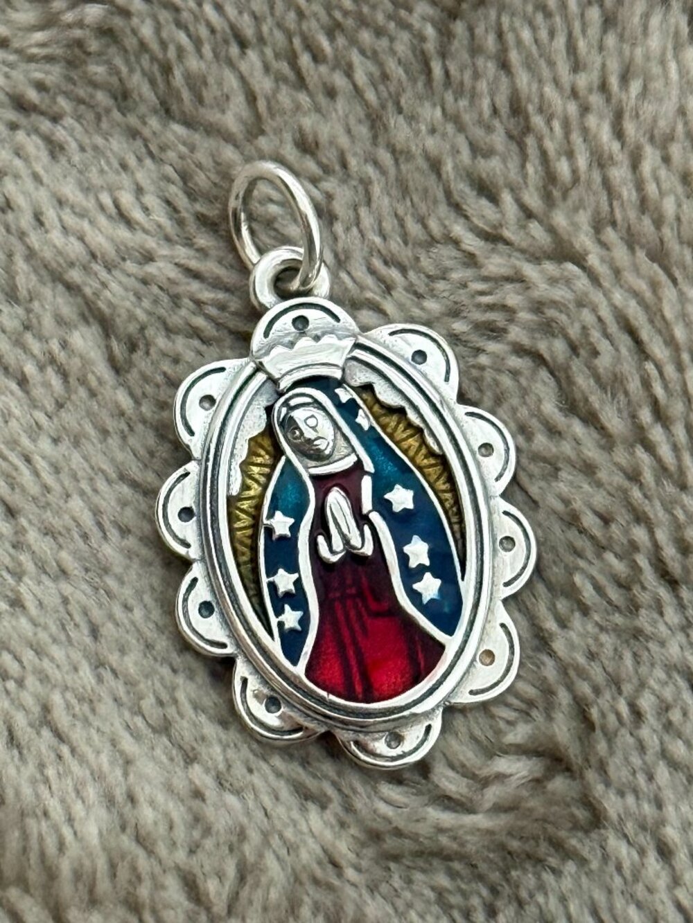 Enamel Virgin of Guadalupe Charm